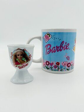 🌸 Vintage Barbie Ceramic Mug & Egg Cup 2-Piece Bundle (1997 & 2000) 🌸